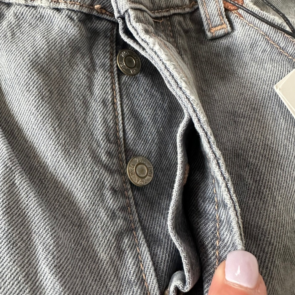 NWT Zara High Rise Straight Ankle Length Jeans Raw Hem Light Gray Wash 8 - Picture 8 of 10